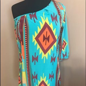 NWT Cocolove One-Shoulder Print Sheath Dress Small